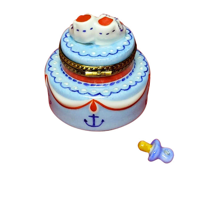 Nautical Cake Limoges Box with Baby Booties, view 3