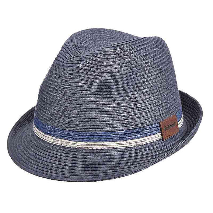 Navy Braid Fedora Hat with Two Tone Inline Band - Scala Hats for Men Fedora Hat Scala Hats ms325nvm Navy Medium