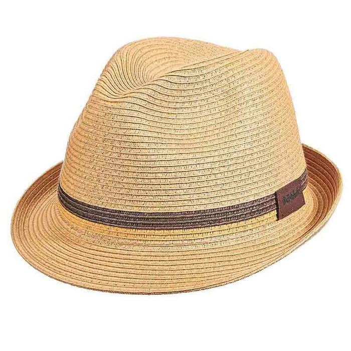 Navy Braid Fedora Hat with Two Tone Inline Band - Scala Hats for Men Fedora Hat Scala Hats