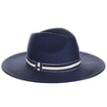 Navy Sun Hat with Stiped Band - Scala Women's Hats Safari Hat Scala Hats LP408 Navy OS (57 cm)