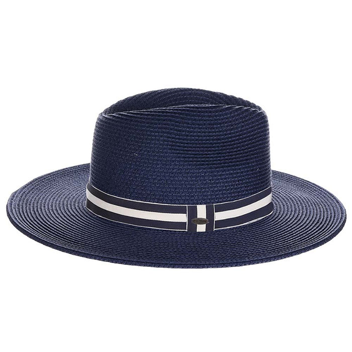 Navy Sun Hat with Stiped Band - Scala Women's Hats Safari Hat Scala Hats