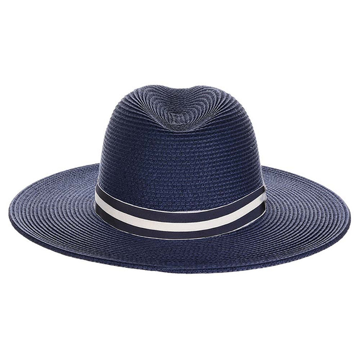 Navy Sun Hat with Stiped Band - Scala Women's Hats Safari Hat Scala Hats