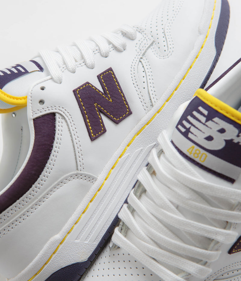 New Balance Numeric 480 Shoes in White and Purple