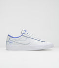 Nike SB Blazer Low Pro GT Premium Shoes in Summit White and Game Royal and Summit White