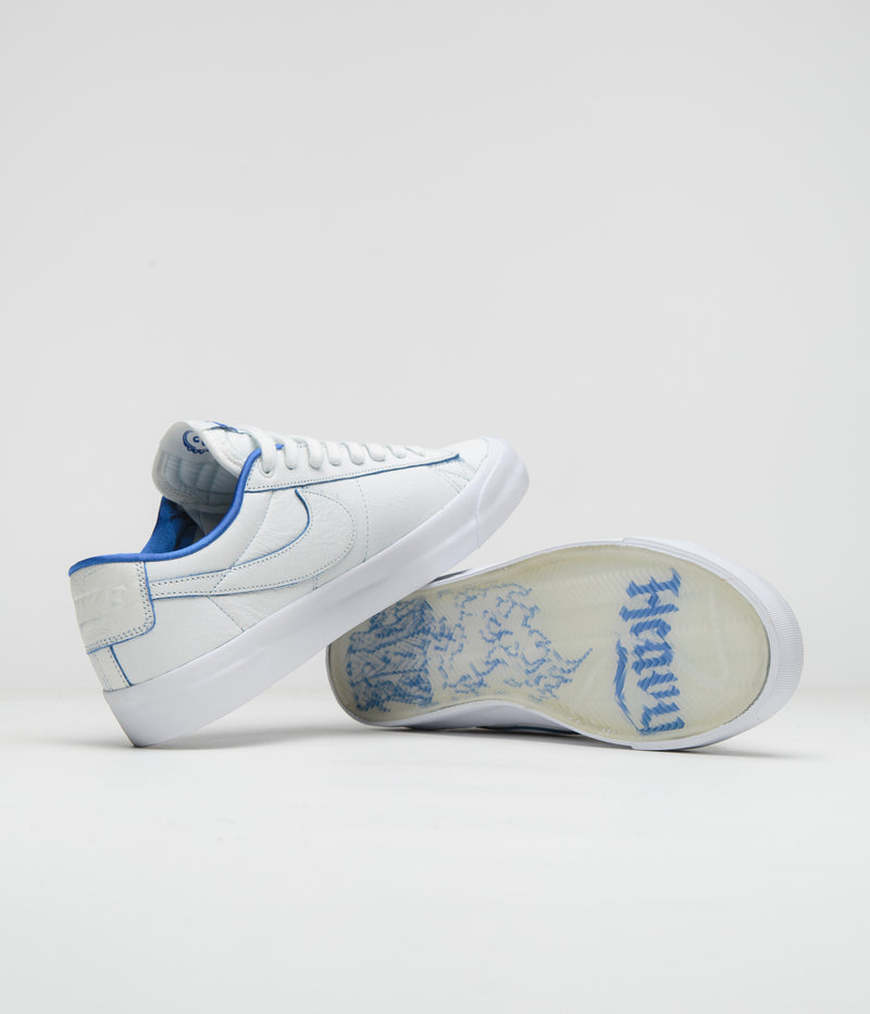 Nike SB Blazer Low Pro GT Premium Shoes in Summit White and Game Royal and Summit White