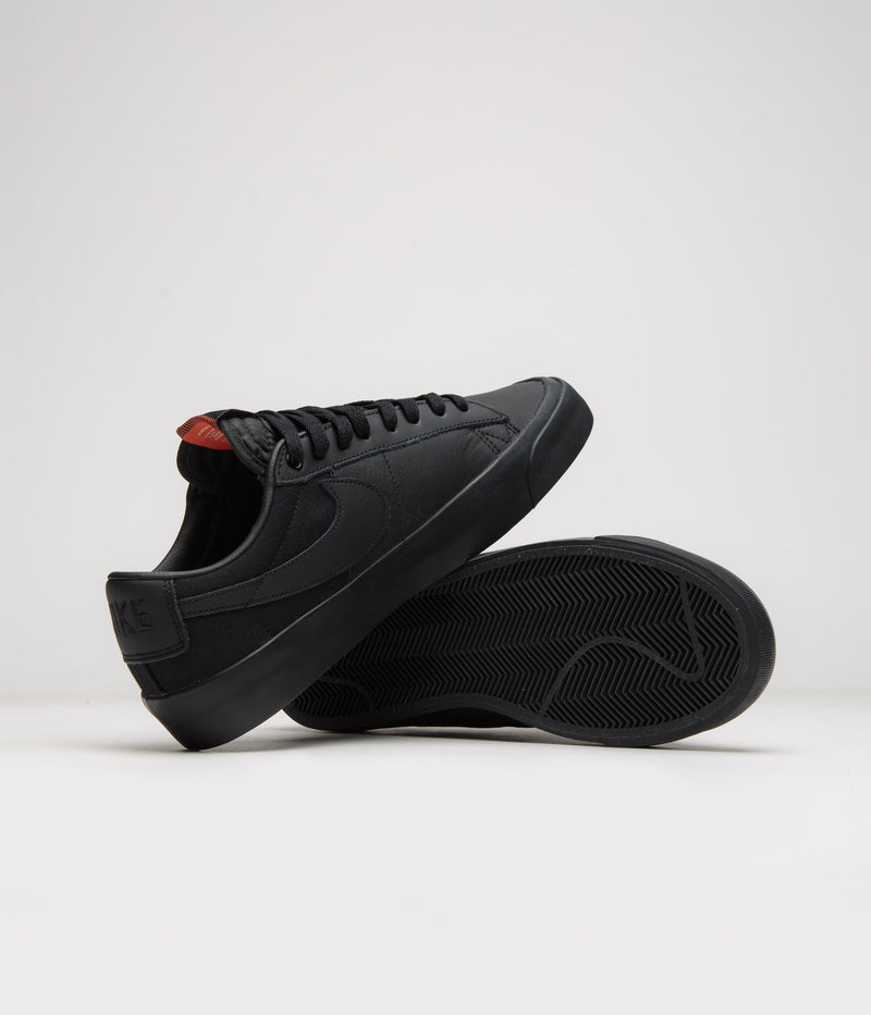 Nike SB Orange Label Blazer Low Pro GT Shoes in Black and Black and Black - Black