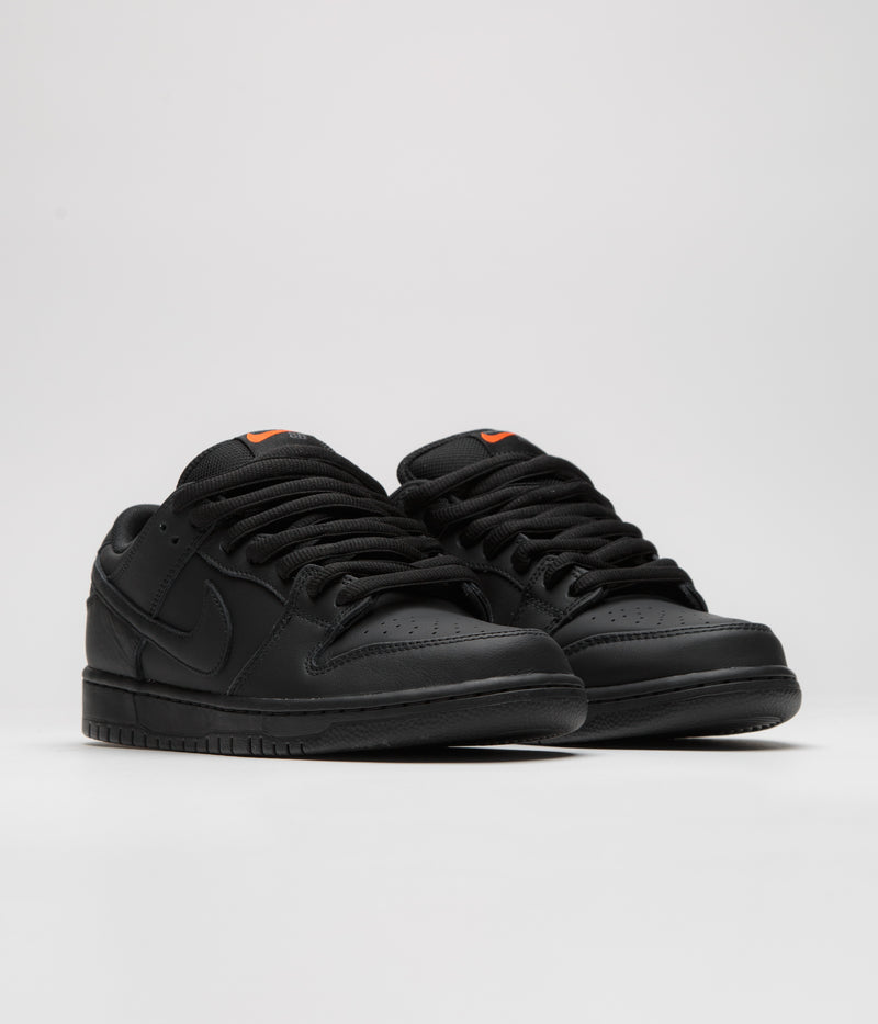 Nike SB Orange Label Dunk Low Pro Shoes in Black and Black and Black - Black