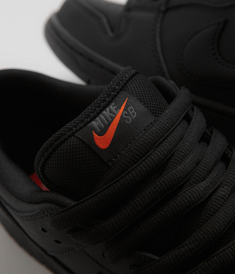 Nike SB Orange Label Dunk Low Pro Shoes in Black and Black and Black - Black