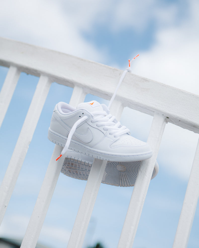 Nike SB Orange Label Dunk Low Pro Shoes in White and White and White - White
