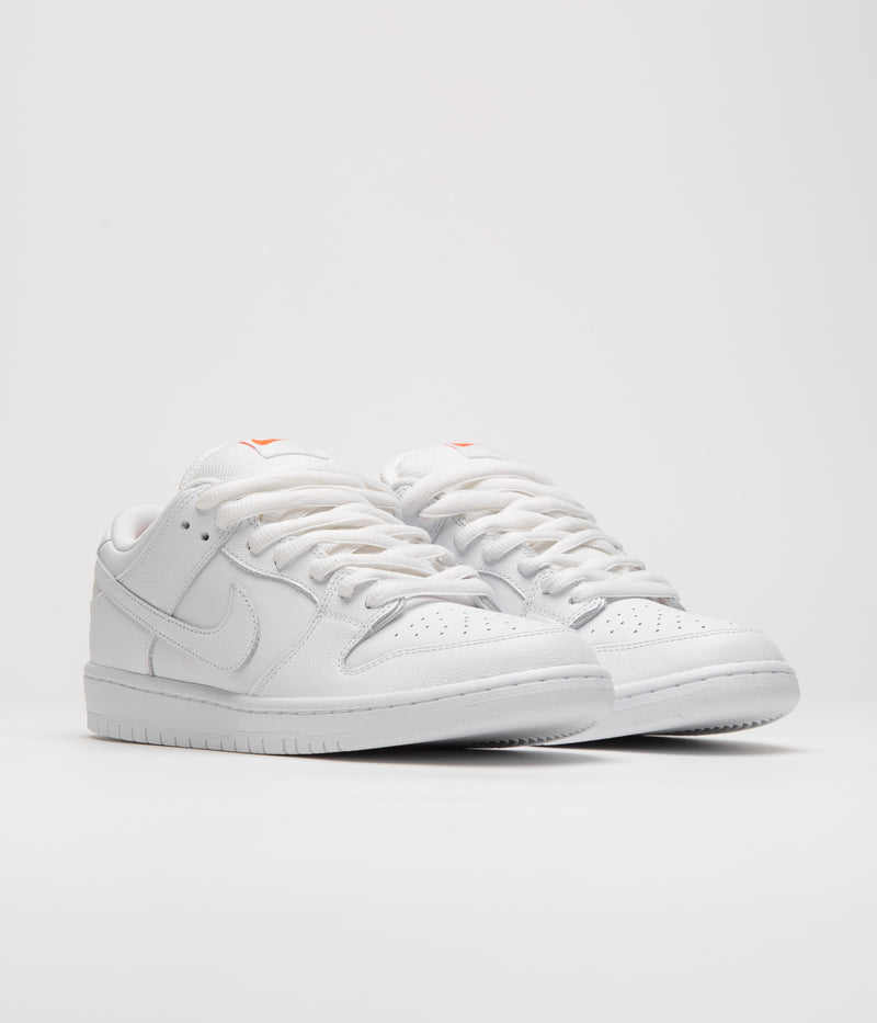 Nike SB Orange Label Dunk Low Pro Shoes in White and White and White - White