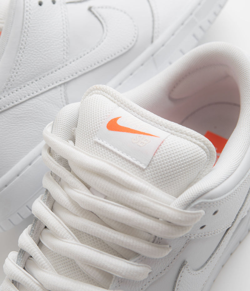 Nike SB Orange Label Dunk Low Pro Shoes in White and White and White - White
