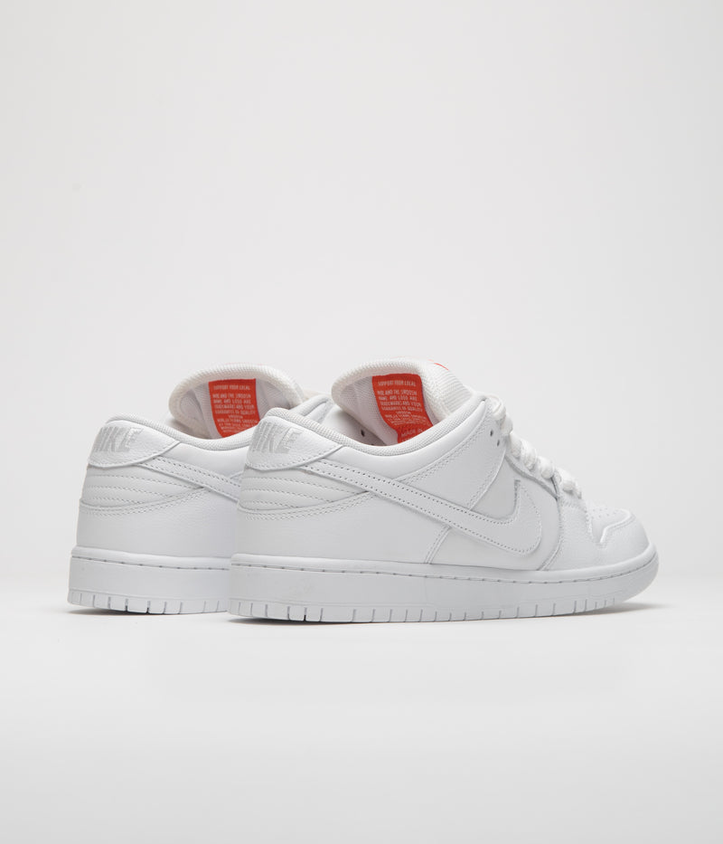Nike SB Orange Label Dunk Low Pro Shoes in White and White and White - White