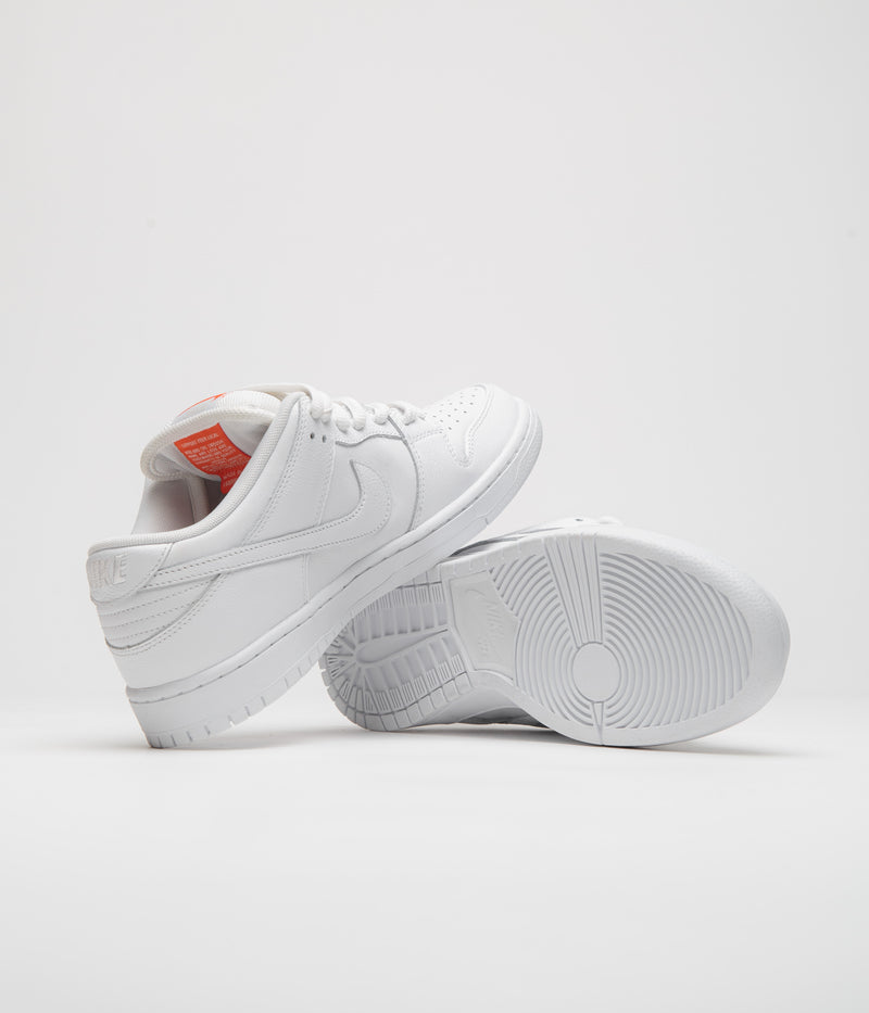 Nike SB Orange Label Dunk Low Pro Shoes in White and White and White - White