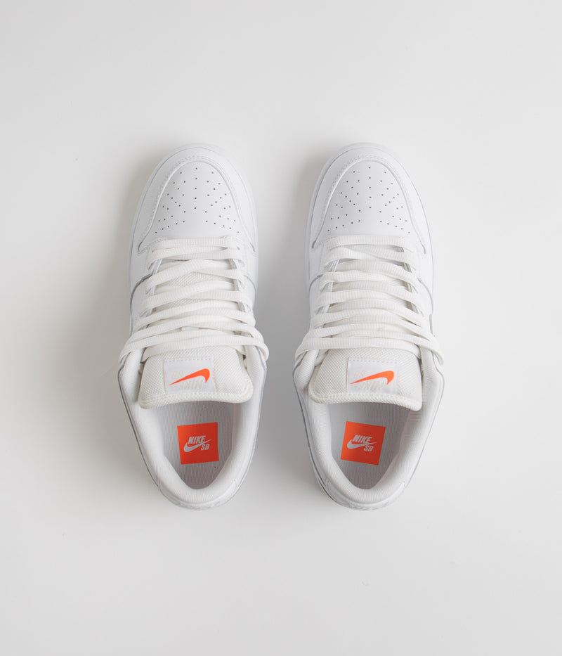 Nike SB Orange Label Dunk Low Pro Shoes in White and White and White - White