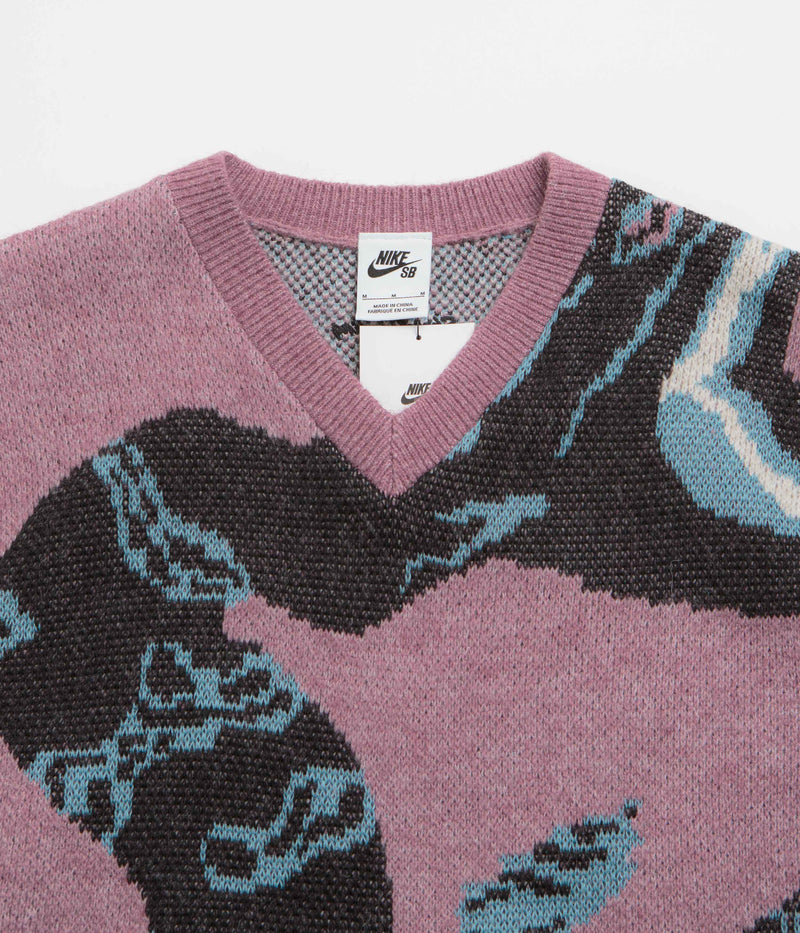 Nike SB Snake Sweater Vest in Plum Dust and Light Orewood Brown / Black