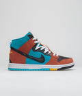 Nike SB x Di'Orr Greenwood Dunk High Decon Shoes in Turquoise Blue and Black and Rugged Orange