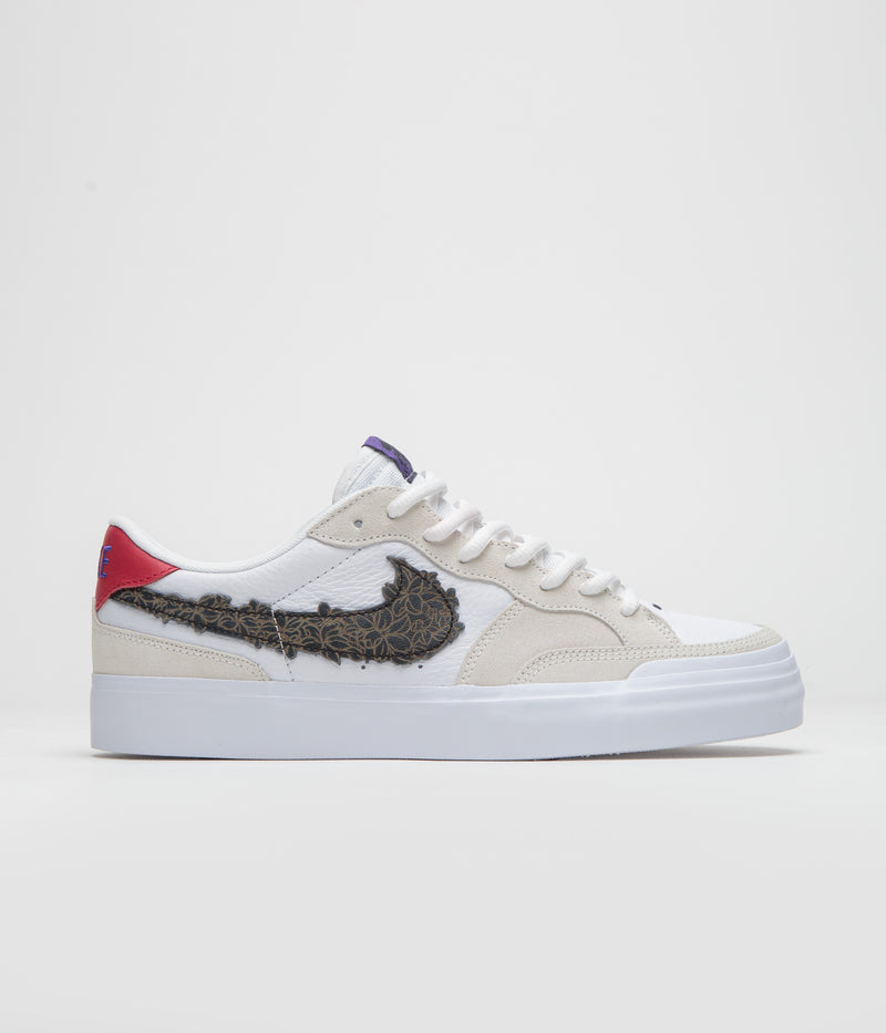 Nike SB x Sky Brown Pogo Plus Shoes in Sail and White and Gym Red - Black