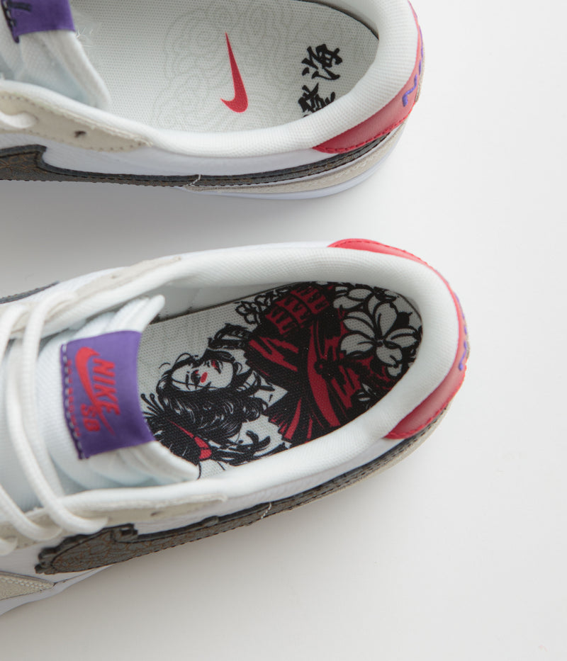 Nike SB x Sky Brown Pogo Plus Shoes in Sail and White and Gym Red - Black