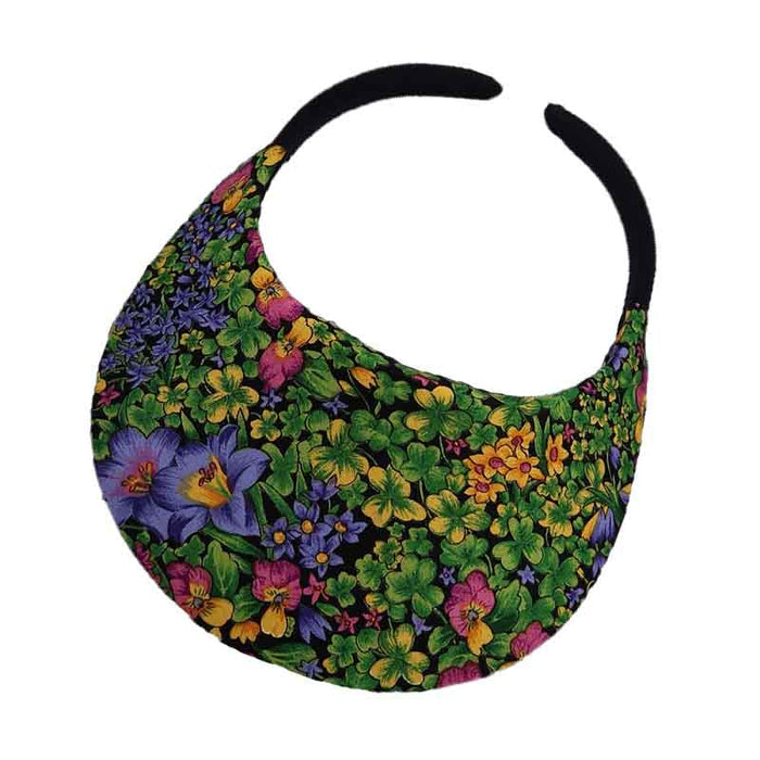 No Headache® Midsize Clip On Green and Black Floral Pattern Sun Visor Visor Cap No Headache PFCM-FLO9 Green
