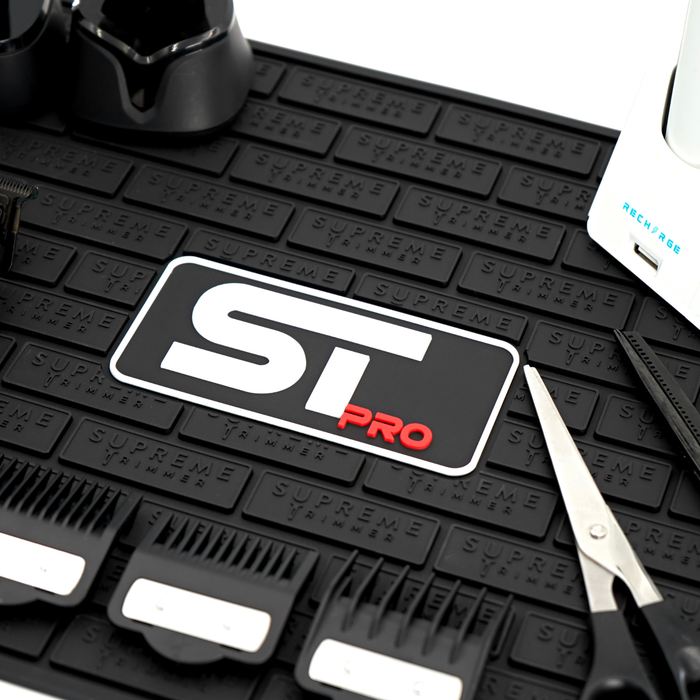 Supreme Trimmer Barber Station Mat with Professional Barber Tools
