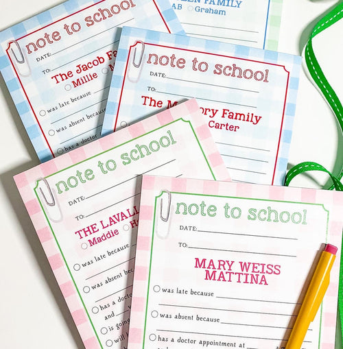 "Note to School" Notepad