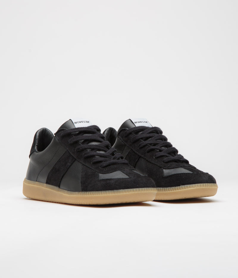 Novesta All Leather German Army Trainer Shoes in Black and Transparent