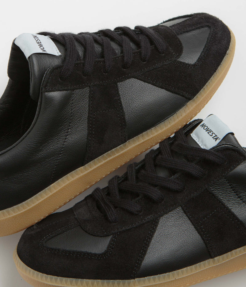 Novesta All Leather German Army Trainer Shoes in Black and Transparent