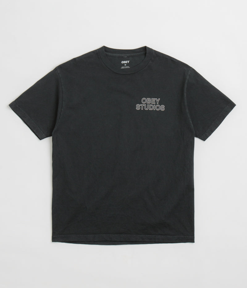 Obey Studios Outline T-Shirt in Pigment True Vintage Black