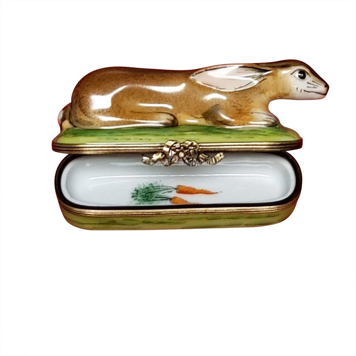 Oblong Limoges Box with a Bunny on Top, view 2