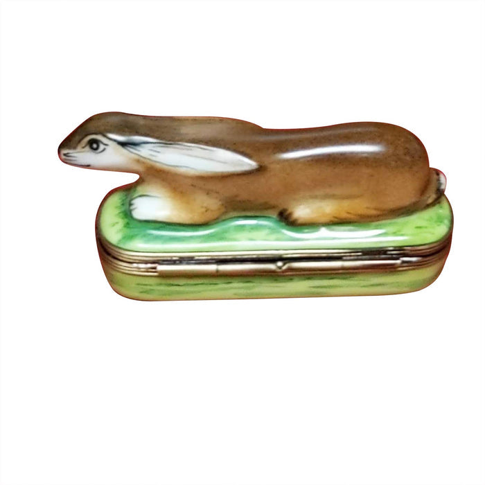Oblong Limoges Box with a Bunny on Top, view 3