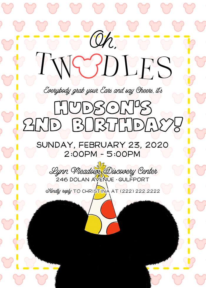 Oh, TWO-dles Mickey Mouse Invitation