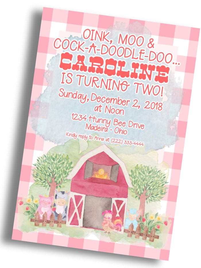 Oink Moo Birthday Invitation