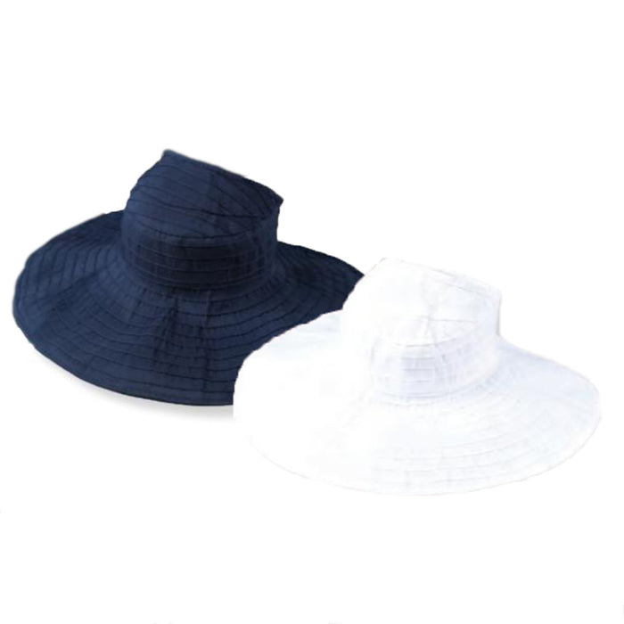 Open Crown Ponytail Roll Up Sun Visor Hat - Jeanne Simmons Hats Facesaver Hat Jeanne Simmons Accessories js6014nv Navy OS