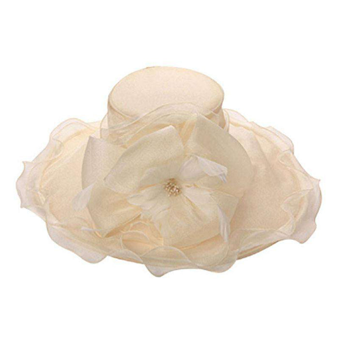 Organza Hat with Feather Flower and Bow Dress Hat Something Special Hat