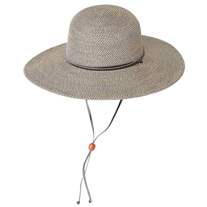 Packable Sun Hat with Chin Cord - Jeanne Simmons Hats Wide Brim Sun Hat Jeanne Simmons Accessories JS8500 Black Tweed Medium (57 cm)