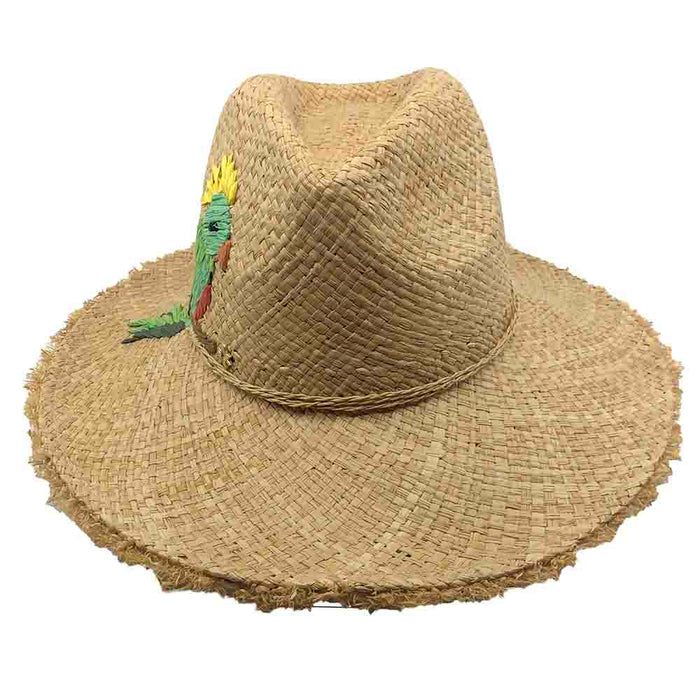 Parakeet Raffia Safari Hat with Frayed Brim - Cappelli Straworld Safari Hat Cappelli Straworld