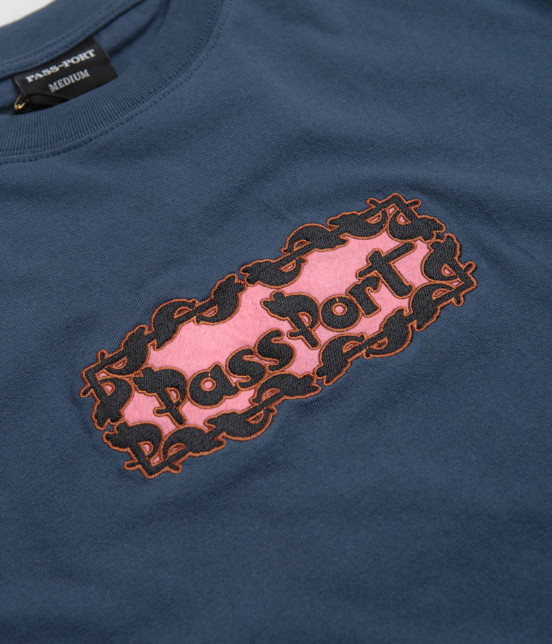 Pass Port Pattoned T-Shirt in Harbour Blue