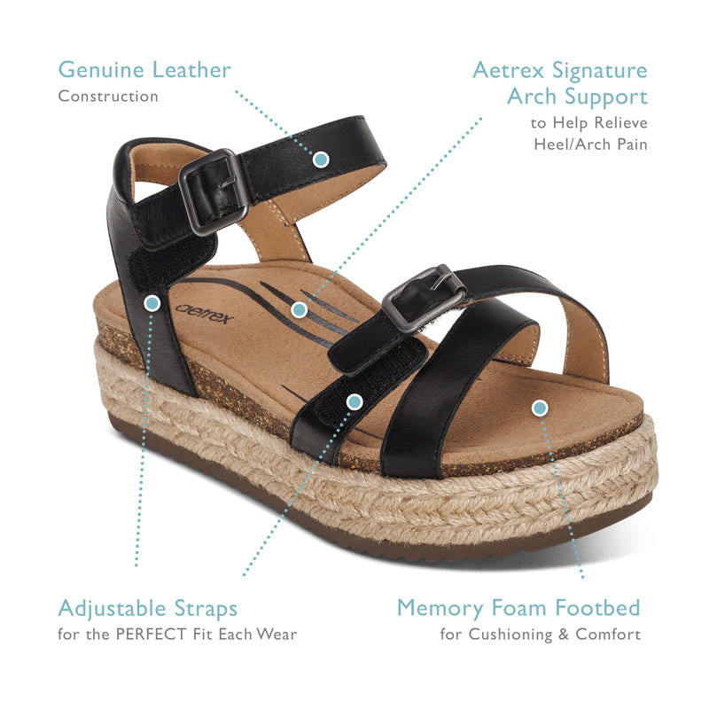Paula Arch Support Platform Sandal #color_black