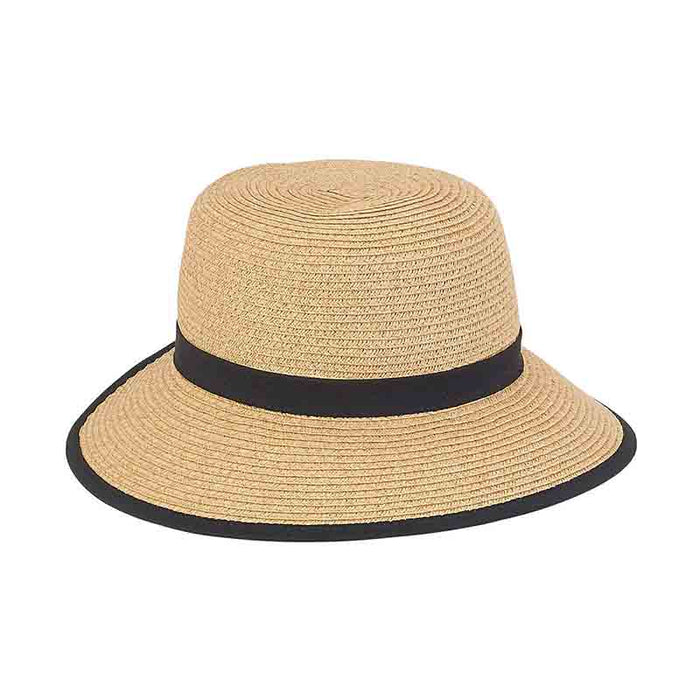 Petite Backless Facesaver Hat for Small Heads - Sunny Dayz™ Hats Facesaver Hat Sun N Sand Hats HK216A Natural / Black Small (54 cm)