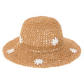 Petite Crocheted Hat with Daisies - Boardwalk Style Wide Brim Sun Hat Boardwalk Style Hats DA2961 Brown XS (54 cm)