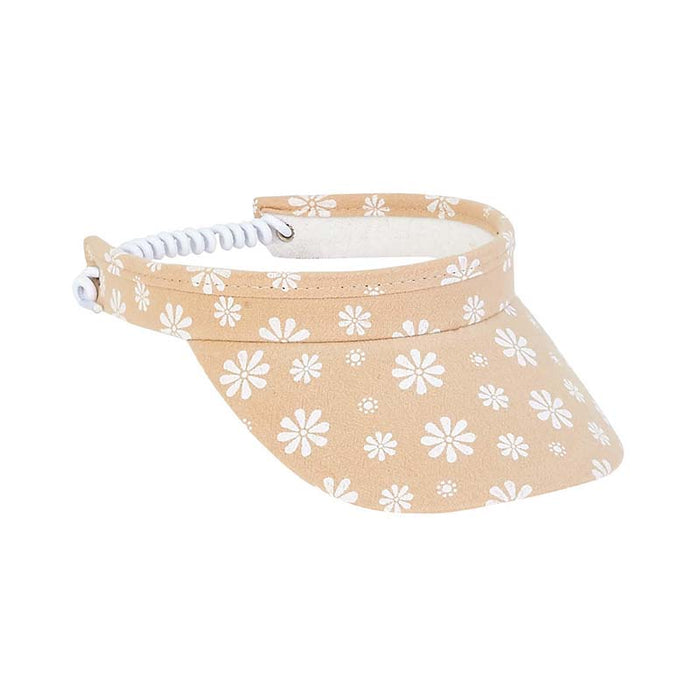 Petite Floral Print Cotton Sun Visor with Coil Closure - Sunny Dayz™ Visor Cap Sun N Sand Hats HK275A Beige