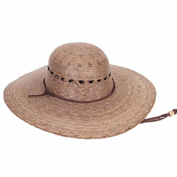 Petite Lattice Vented Burnt Palm Leaf Ranch Hat with Chin Strap - Tula Hats Wide Brim Sun Hat Tula Hats TU4000 Burnt Palm Small (54-55 cm)