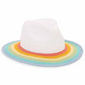 Petite Safari Hat with Rainbow Stripe Brim - Sunny Dayz™ Safari Hat Sun N Sand Hats HK391 White Small (54-55 cm)