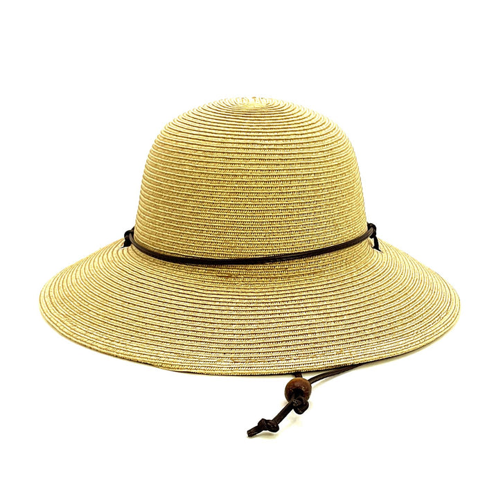 Petite Size Sun Hat with Chin Cord - Boardwalk Style Wide Brim Sun Hat Boardwalk Style Hats da2950nt Natural Small (55 cm)