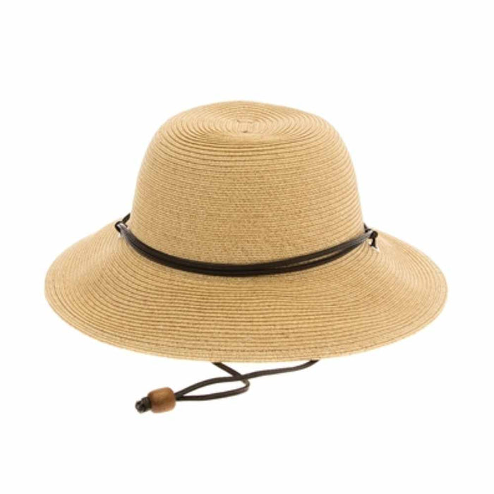 Petite Size Sun Hat with Chin Cord - Boardwalk Style Wide Brim Sun Hat Boardwalk Style Hats