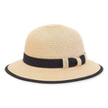 Petite Sun Hat with Ribbon and Straw Bow - Sunny Dayz™ Cloche Sun N Sand Hats HK384 Natural XS (53 cm)