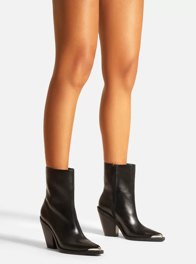 Peyton Leather Block Boot Booties FALL 24