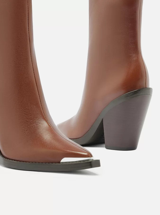 Peyton Leather Block Boot Booties FALL 24