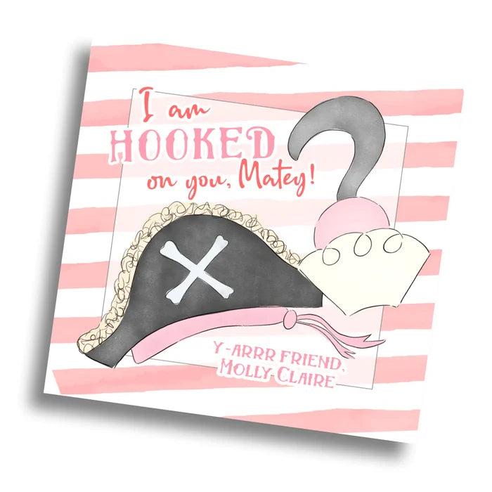 Pirate Valentine Card - Pink - PRINTABLE