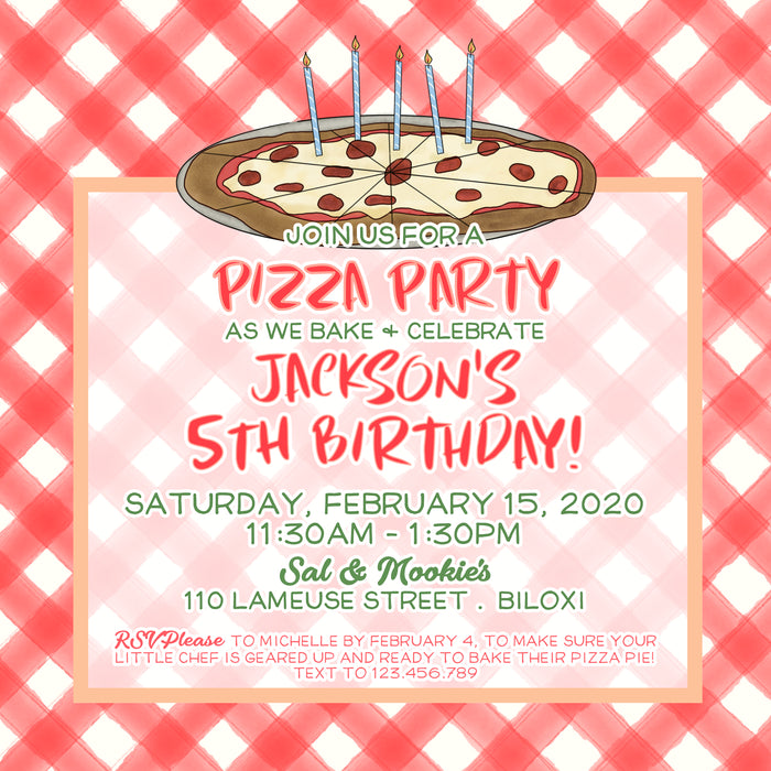 Pizza Party Birthday Invitation